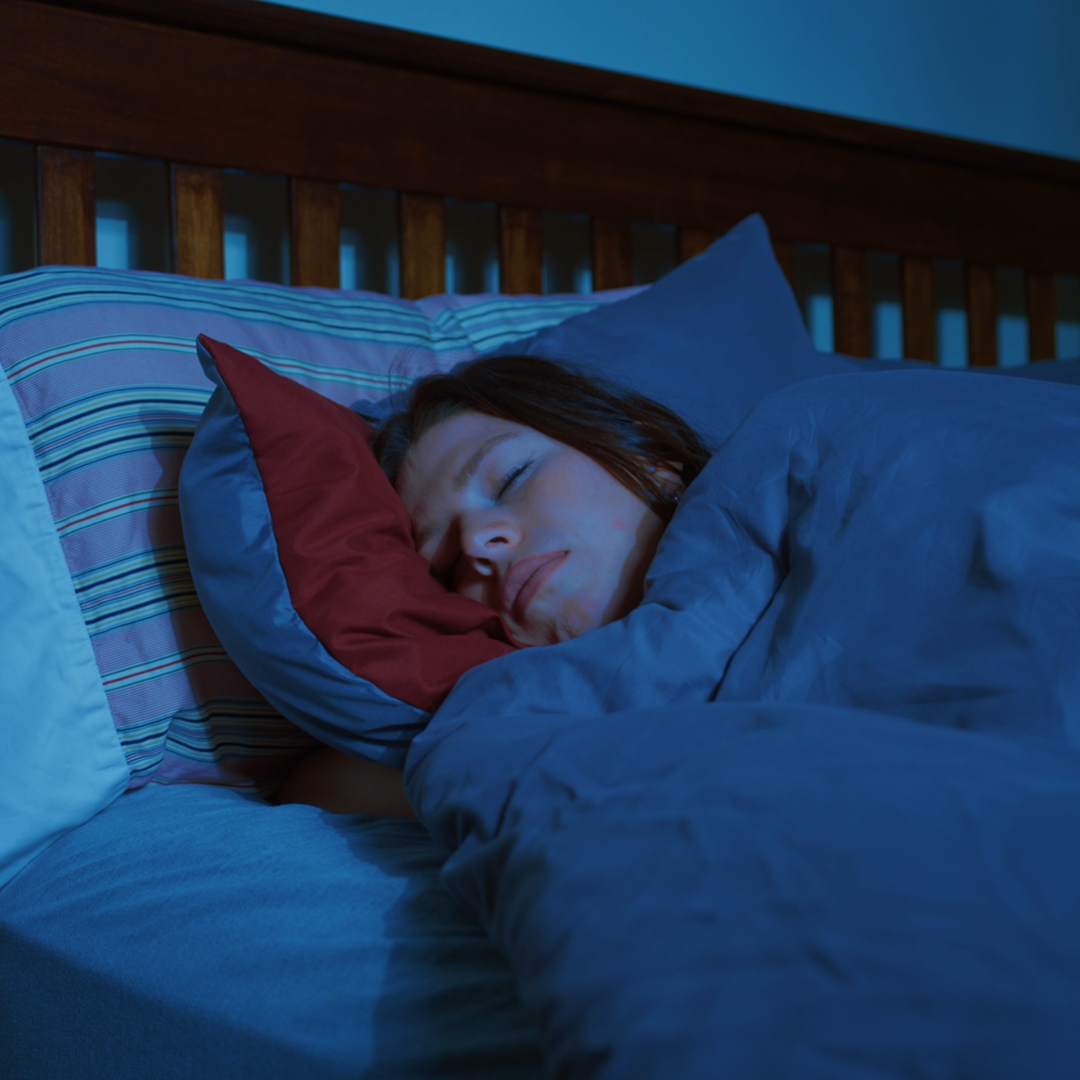 Person sleeping peacefully at night